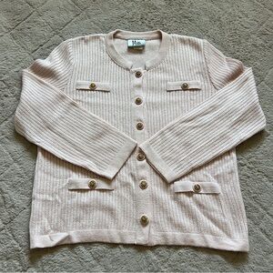 Vtg Mita Acrylic‎ Blend Button Front Cardigan Preppy Minimalist Cottage Size 8